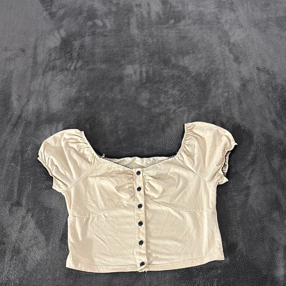 Cream Button-Up Women's Top - Picture 1 of 5
